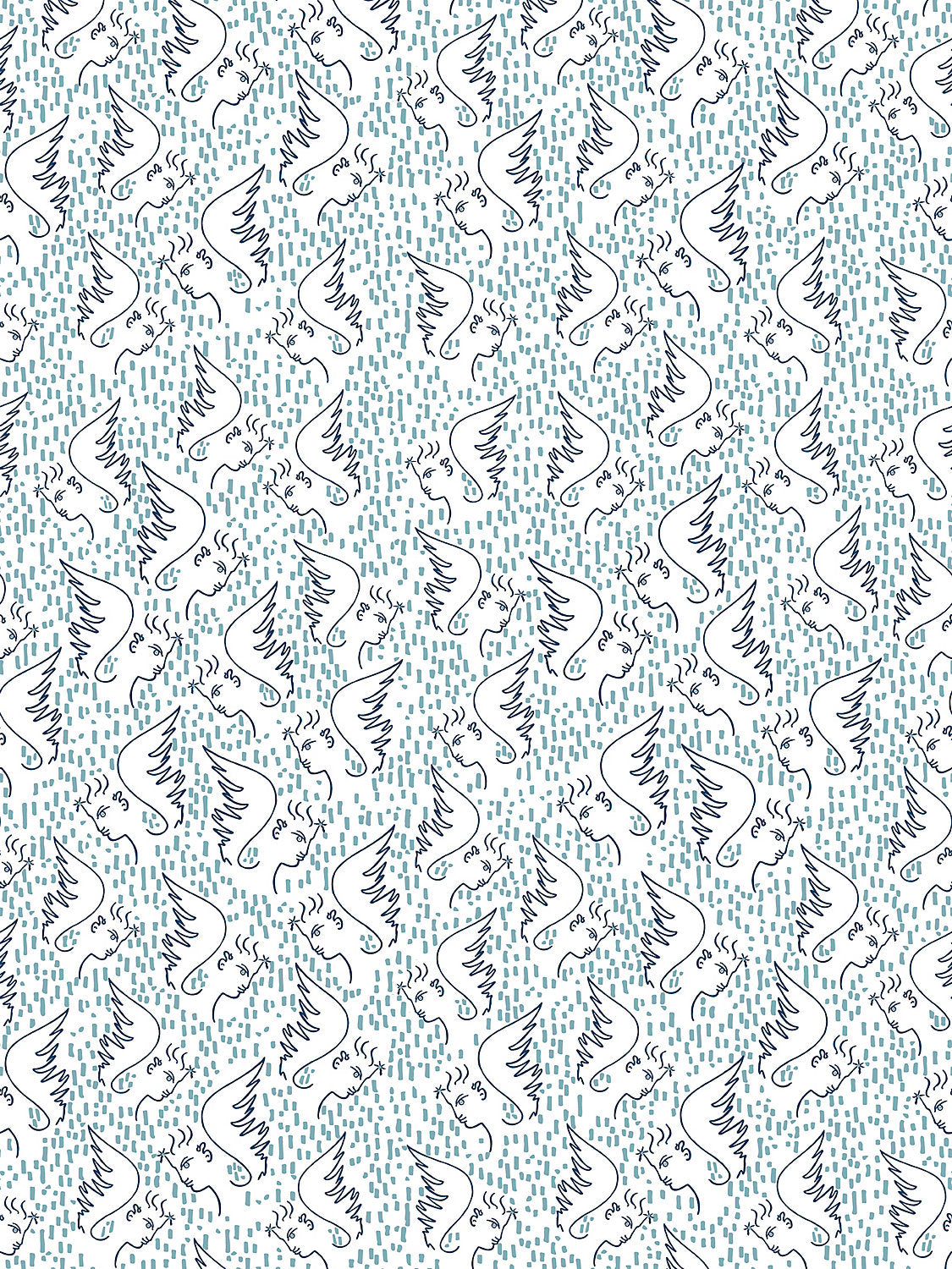 Figure D'Ange - Bleu - Scalamandre Wallpaper