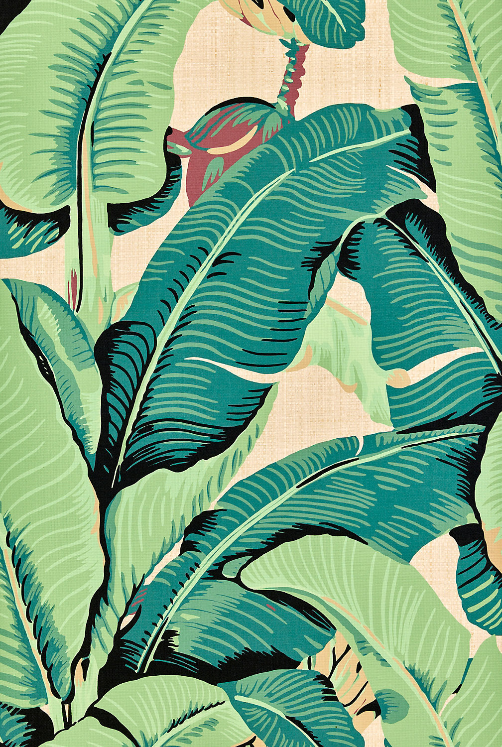Hinson Palm - Paperweave - Green On Straw