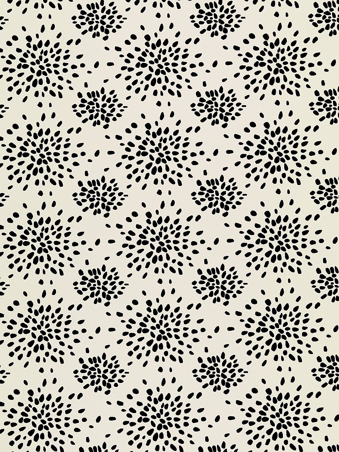 Fireworks - Black On Off-White - Scalamandre Wallpaper
