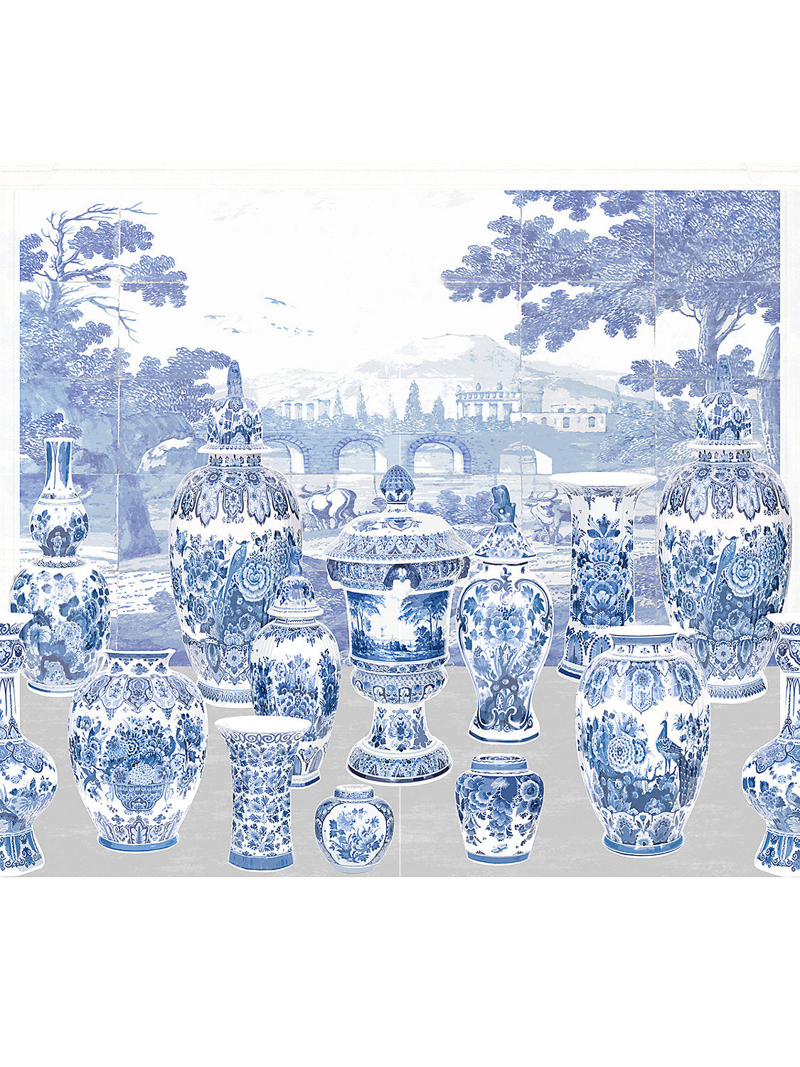 Garniture Scenic - Neutral - Left Panel - Scalamandre Wallpaper