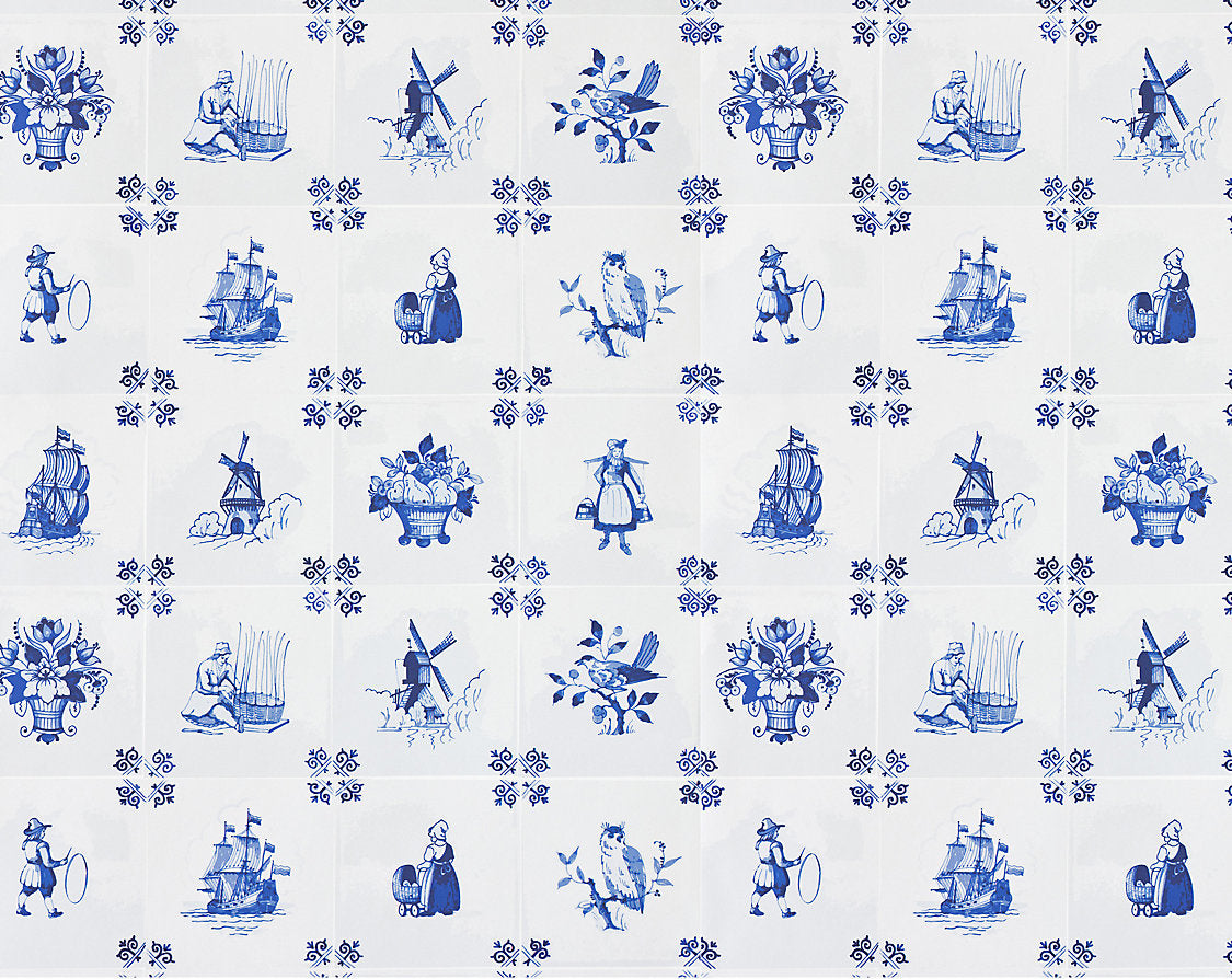 Tile Play - Blue - Scalamandre Wallpaper