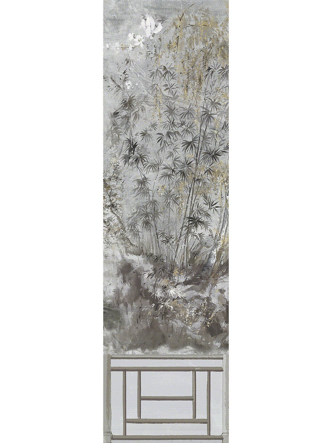 Crested Crane Mural | Panel 1 - Silver Gold