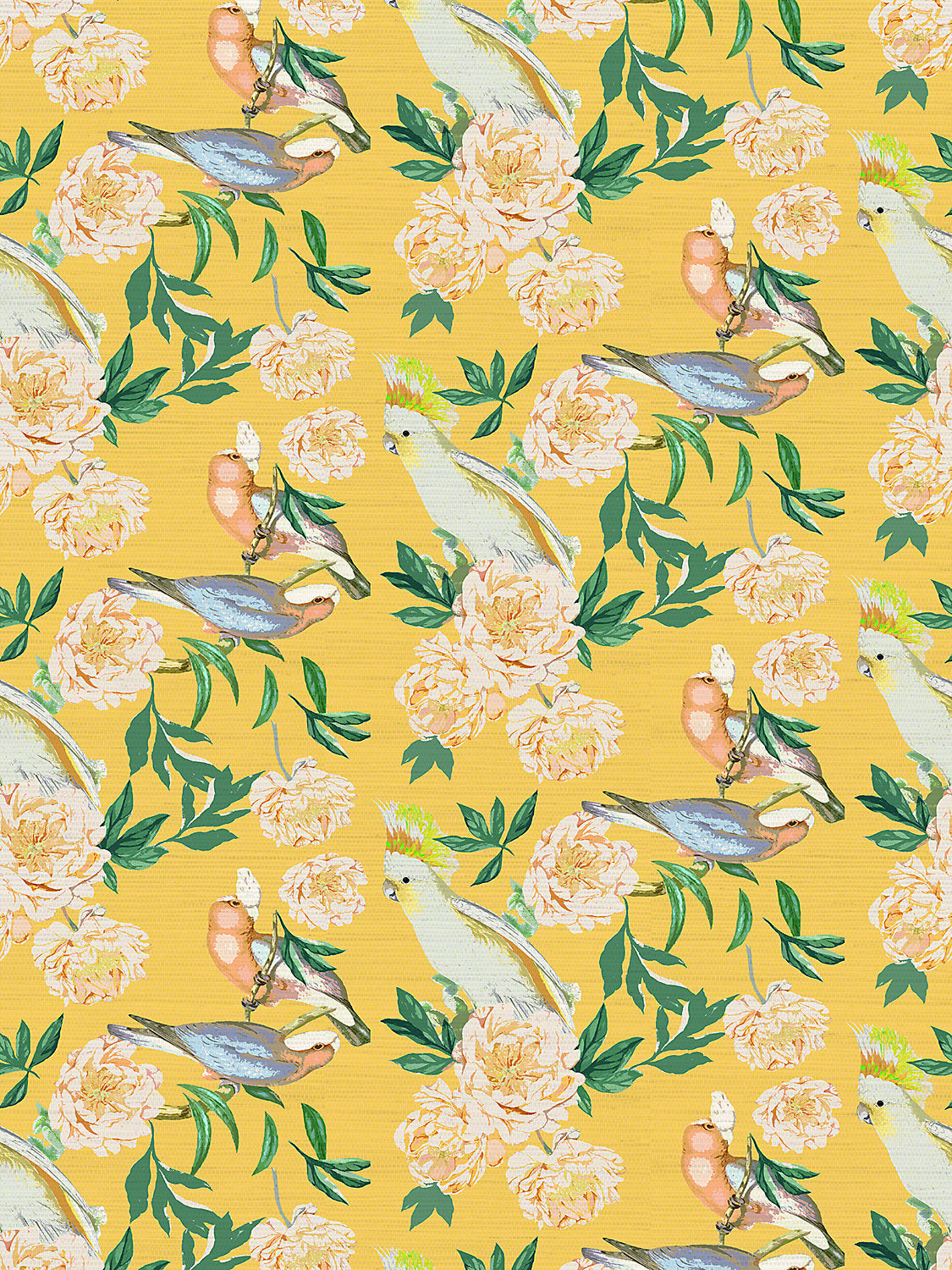 Peony Inspira - Goldenrod - Scalamandre Wallpaper