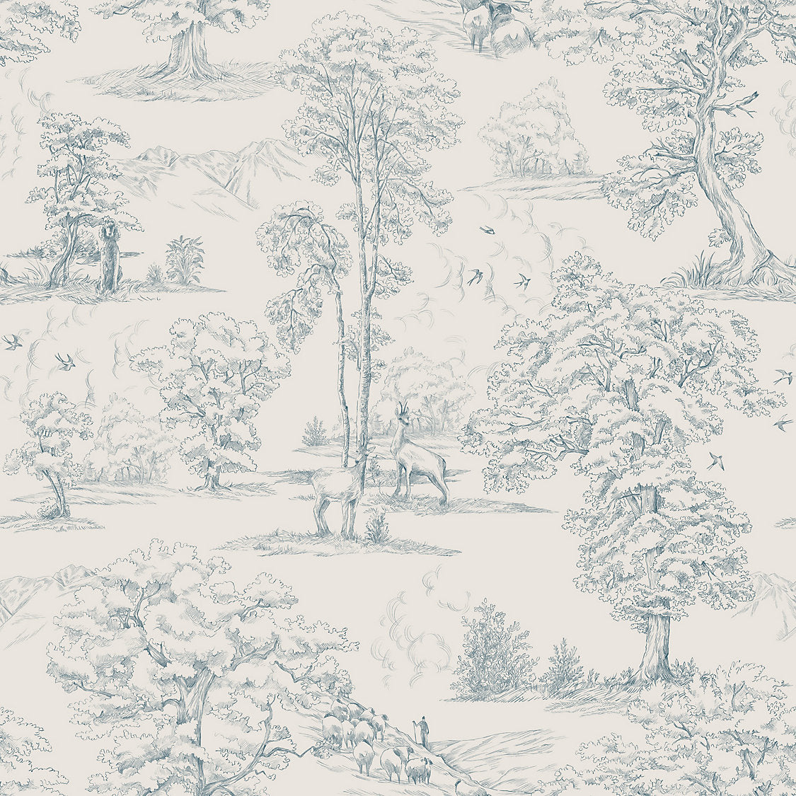 Montfort, Indigo Blue Sandberg Wallpaper