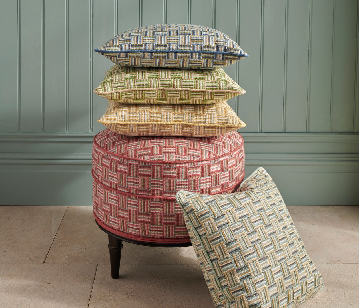 NC Dallimore Weaves Atwood Green/Ivory - Nina Campbell - NCF4522-05 Fabric