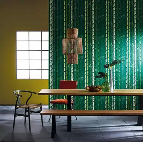 Enchanted Gardens Bamboo Emerald - Osborne & Little - W7025-01 Wallcovering