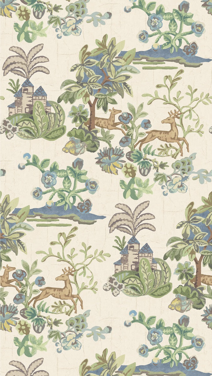 G P & J Baker Wallpaper BW45138.6 Knight's Tale Sage/Blue