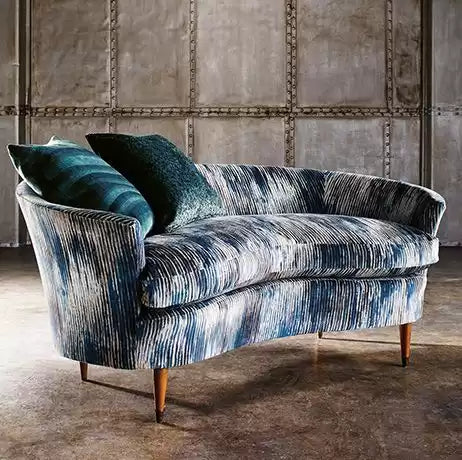 Hespera Velvets Cascade Denim/Taupe/Teal - Osborne & Little - F6834-01 Fabric