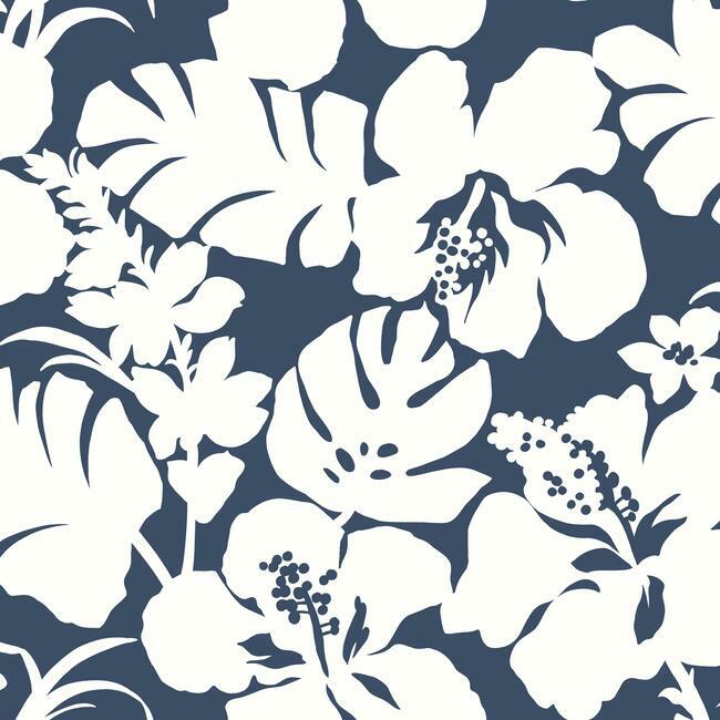 hibiscus-arboretum-wallpaper-navy-york-wallcoverings-cv4441