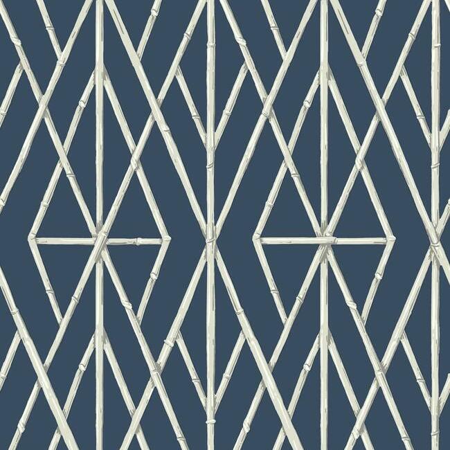 Riviera Bamboo Trellis Wallpaper - Navy - York Wallcoverings - CV4449