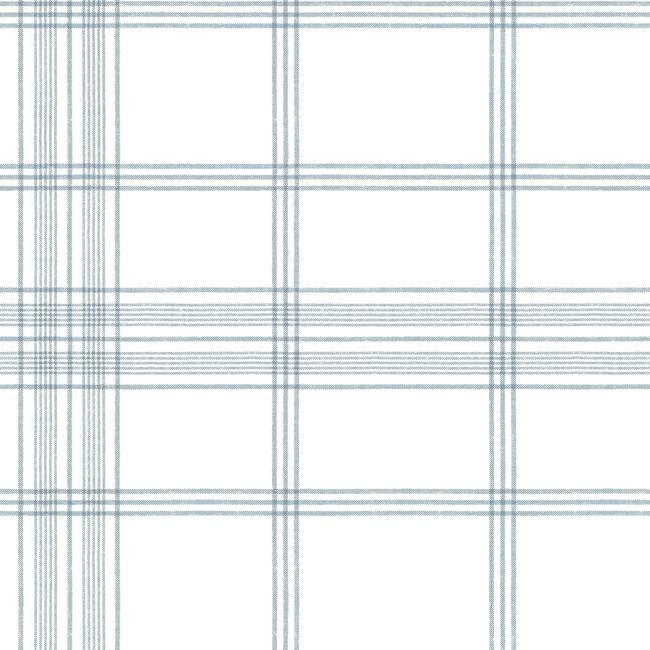 Charter Plaid Wallpaper - Chambray - York Wallcoverings - CV4468