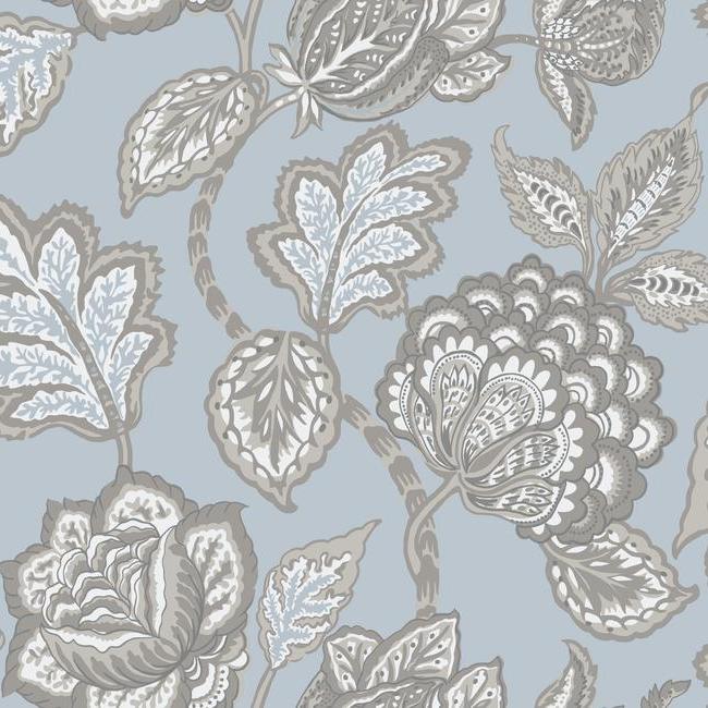 Mid Summer Jacobean Wallpaper - Spa/Brown - York Wallcoverings - CY1540