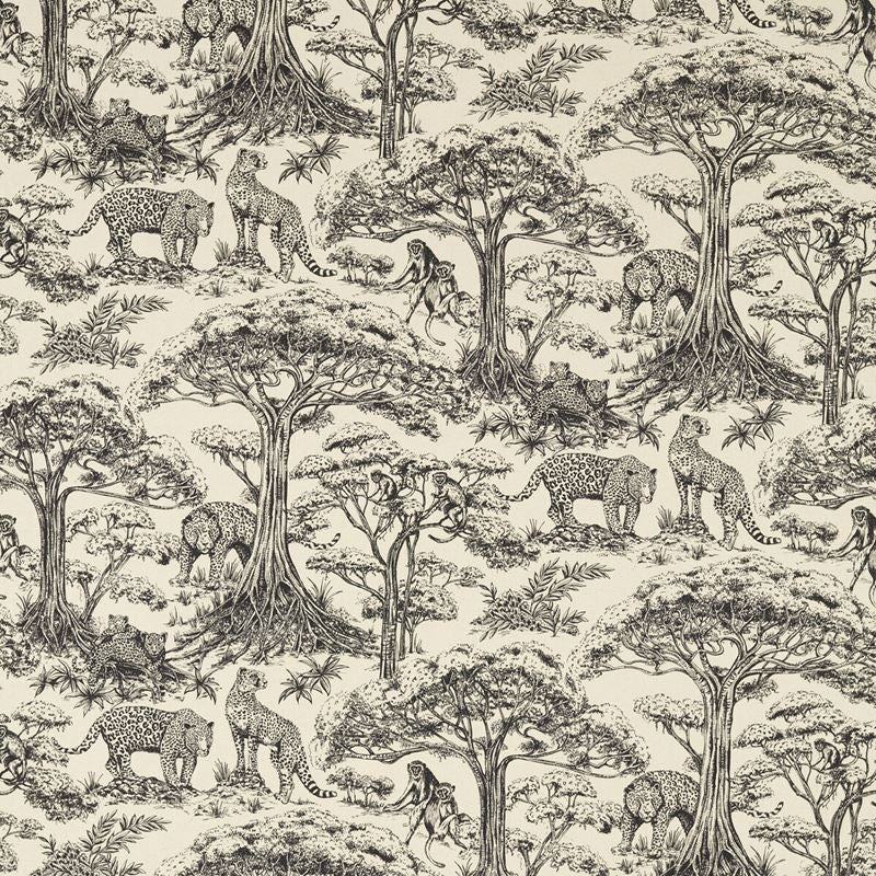 Clarke and Clarke Fabric F1710-4 Kisumu Noir/Linen