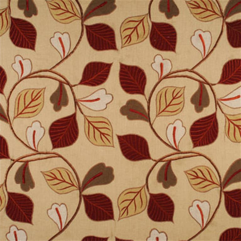 Mulberry Fabric FD646.V128 Garrick Leaf Red/Green/Gold
