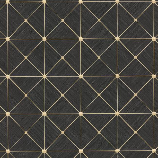 Dazzling Diamond Sisal Wallpaper - Black/Gold - York Wallcoverings - GM7507