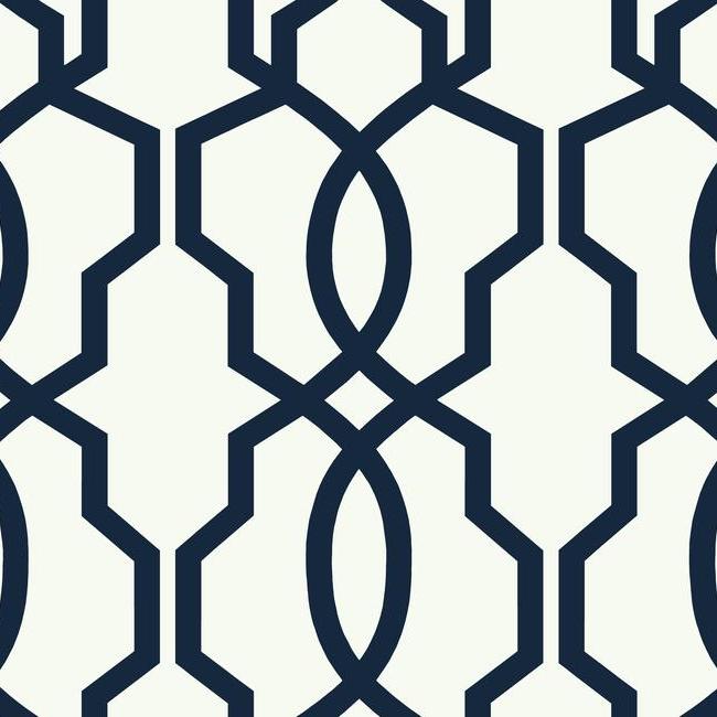 Hourglass Trellis Wallpaper - Navy/White - York Wallcoverings - GM7521