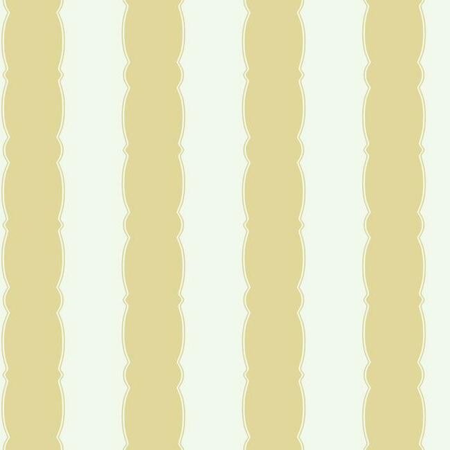 Scalloped Stripe Wallpaper - Yellow - York Wallcoverings - GR6016