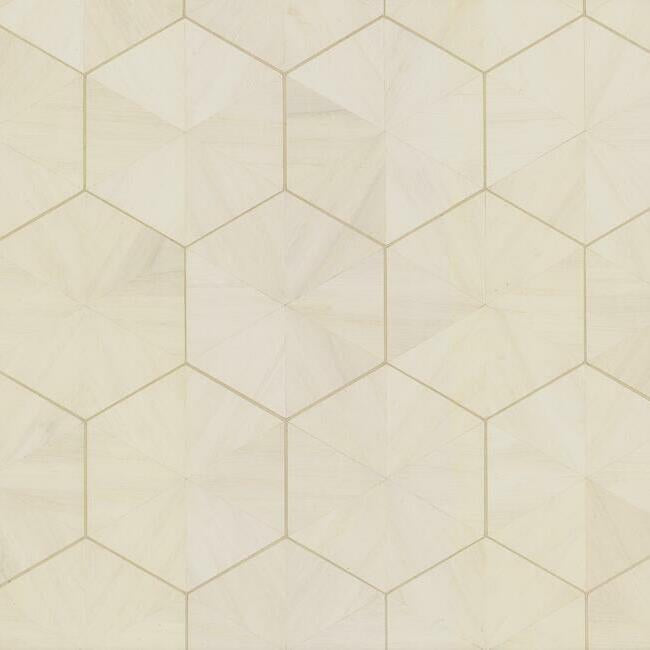 Hexagram Wood Veneer Wallpaper - Ivory - York Wallcoverings - HO2101