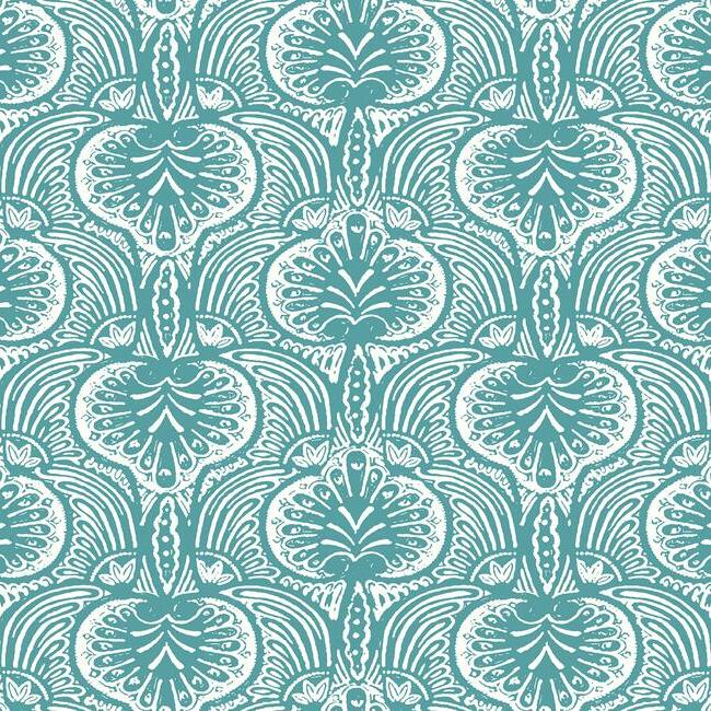 Lotus Palm Wallpaper - Aqua - York Wallcoverings - HO2151