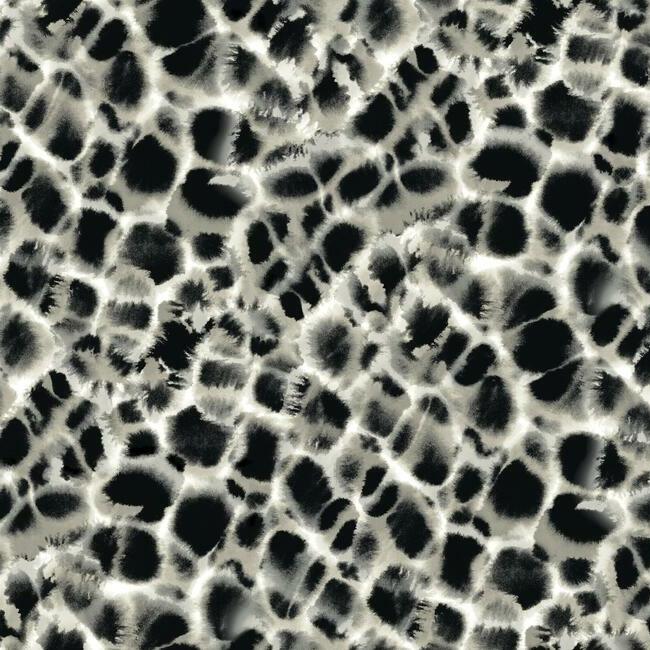 Leopard Rosettes Wallpaper - Black/Linen - York Wallcoverings - HO2164