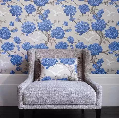 Verdanta Japonerie Sapphire/Ivory/Stone - Osborne & Little - F6560-01 Fabric