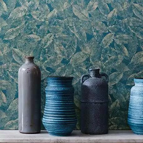 Pasha Kayin Pale Cameo Blue/Ivory Mica - Osborne & Little - W6752-03 Wallcovering