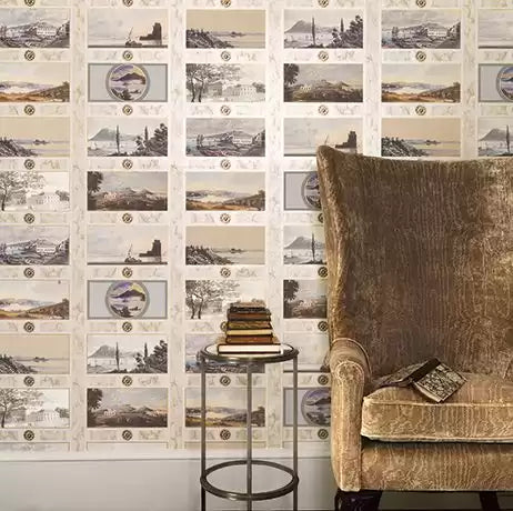 Fontibre Keightleys Folio Multi/Grey - Nina Campbell - NCW4200-02 Wallcovering