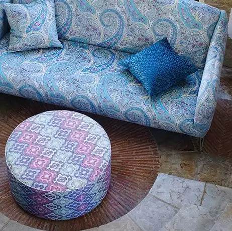 Pasha Konya Periwinkle/Fuchsia/Aqua - Osborne & Little - F6741-01 Fabric