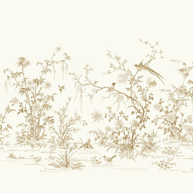 Flowering Vine Chinoiserie Mural - White - York Wallcoverings - KT2262M