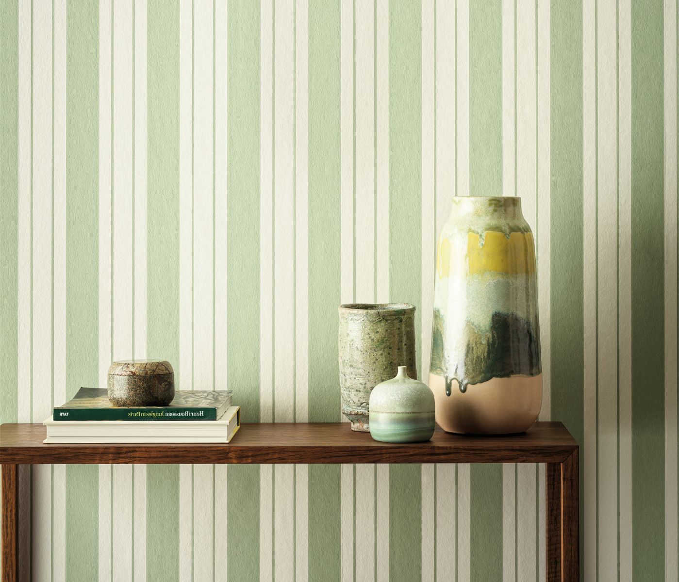 Alberti Ligorio Stripe Apple - Osborne & Little - W7981-01 Wallcovering