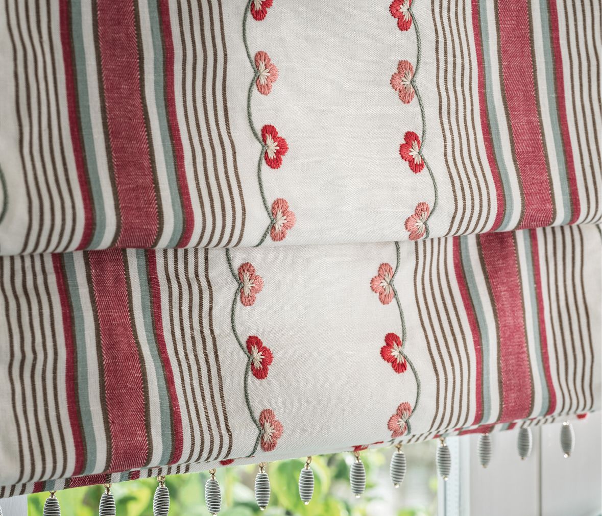 Athena Mabel Stripe Ruby/Duck Egg - Nina Campbell - NCF4552-01 Fabric