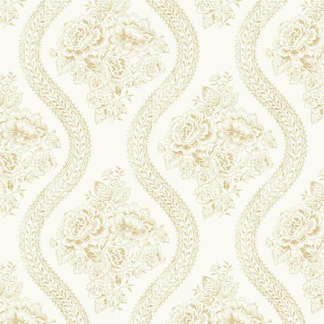 Coverlet Floral Wallpaper - Bright Days On White - York Wallcoverings - MH1602