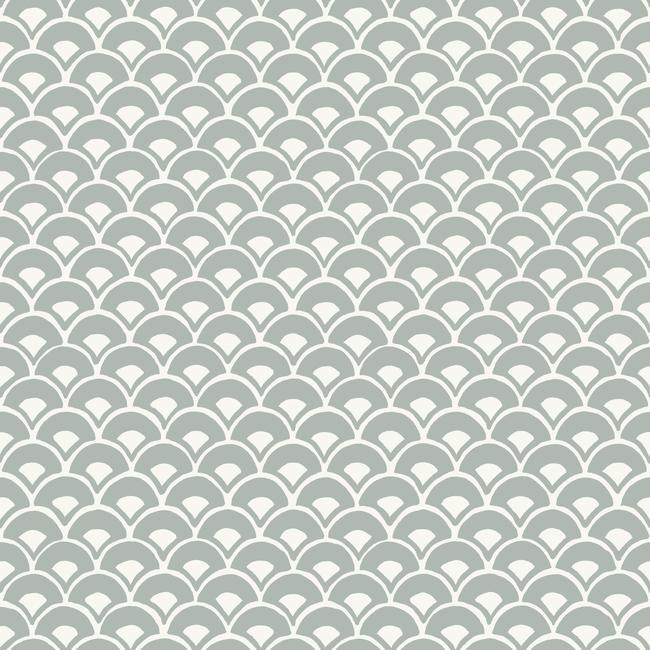 Stacked Scallops Wallpaper - Blue-Grey - York Wallcoverings - MK1151