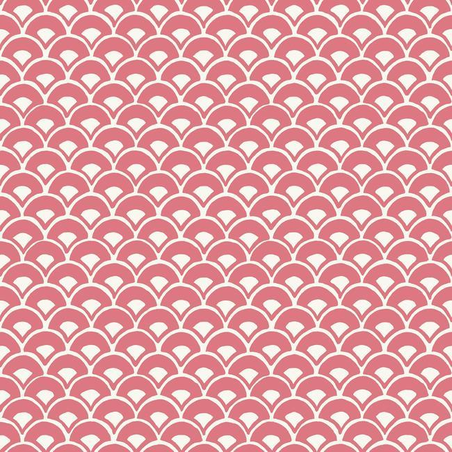 Stacked Scallops Wallpaper - Pink Coral - York Wallcoverings - MK1155