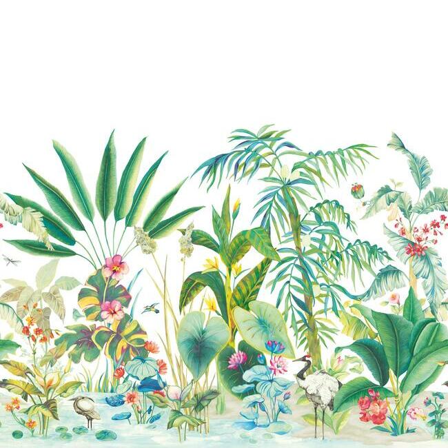 Tropical Panoramic Wall Mural - White - York Wallcoverings - MU0254M