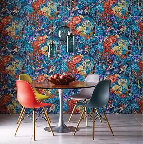 Durbar Mughal Garden Navy/Paprika - Matthew Williamson - W6958-01 Wallcovering