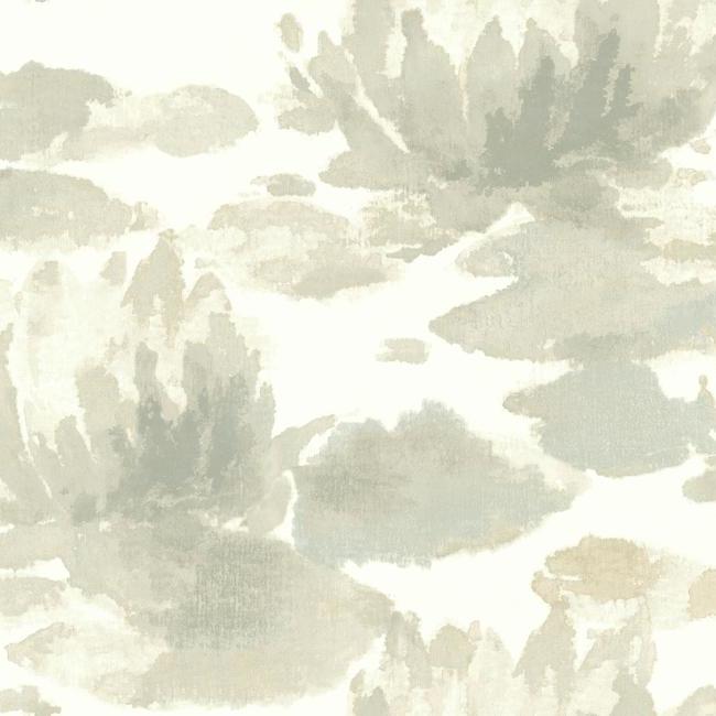 Water Lily Wallpaper - Taupe/Grey - York Wallcoverings - NA0524