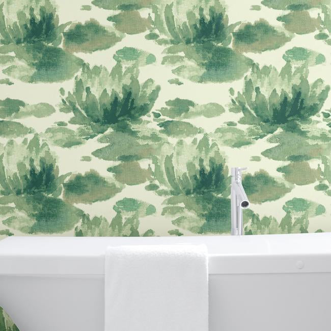 water-lily-wallpaper-green-york-wallcoverings-na0526