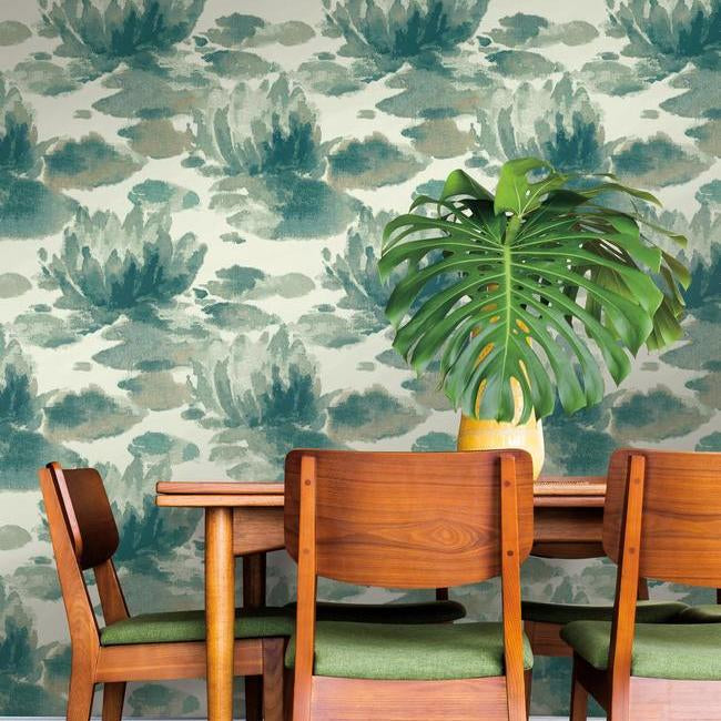 water-lily-wallpaper-green-york-wallcoverings-na0526