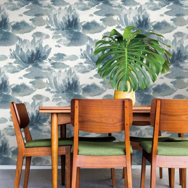 water-lily-wallpaper-cobalt-york-wallcoverings-na0527