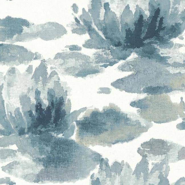 water-lily-wallpaper-cobalt-york-wallcoverings-na0527