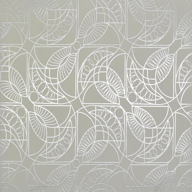 Cartouche Wallpaper - White/Silver - York Wallcoverings - NW3524