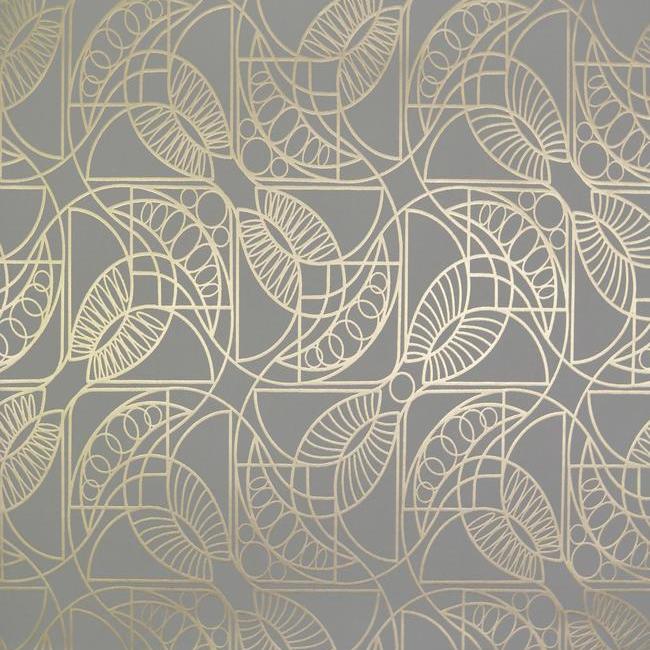 Cartouche Wallpaper - Grey/Gold - York Wallcoverings - NW3525