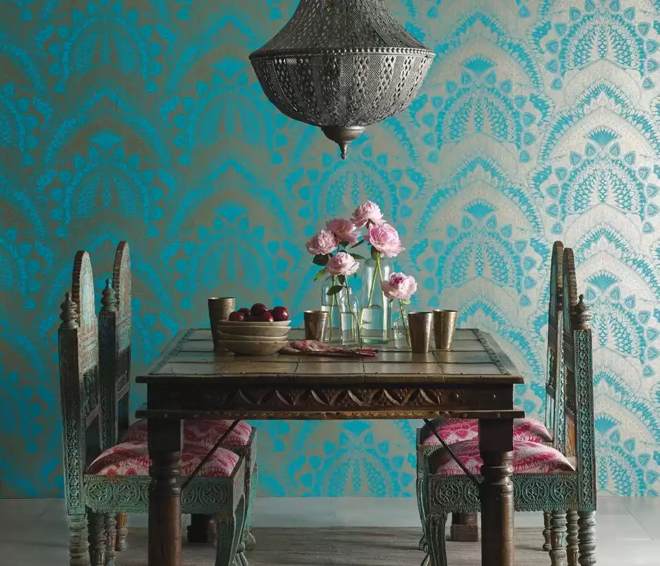 Durbar Azari Turquoise/Gold - Matthew Williamson - W6952-02 Wallcovering