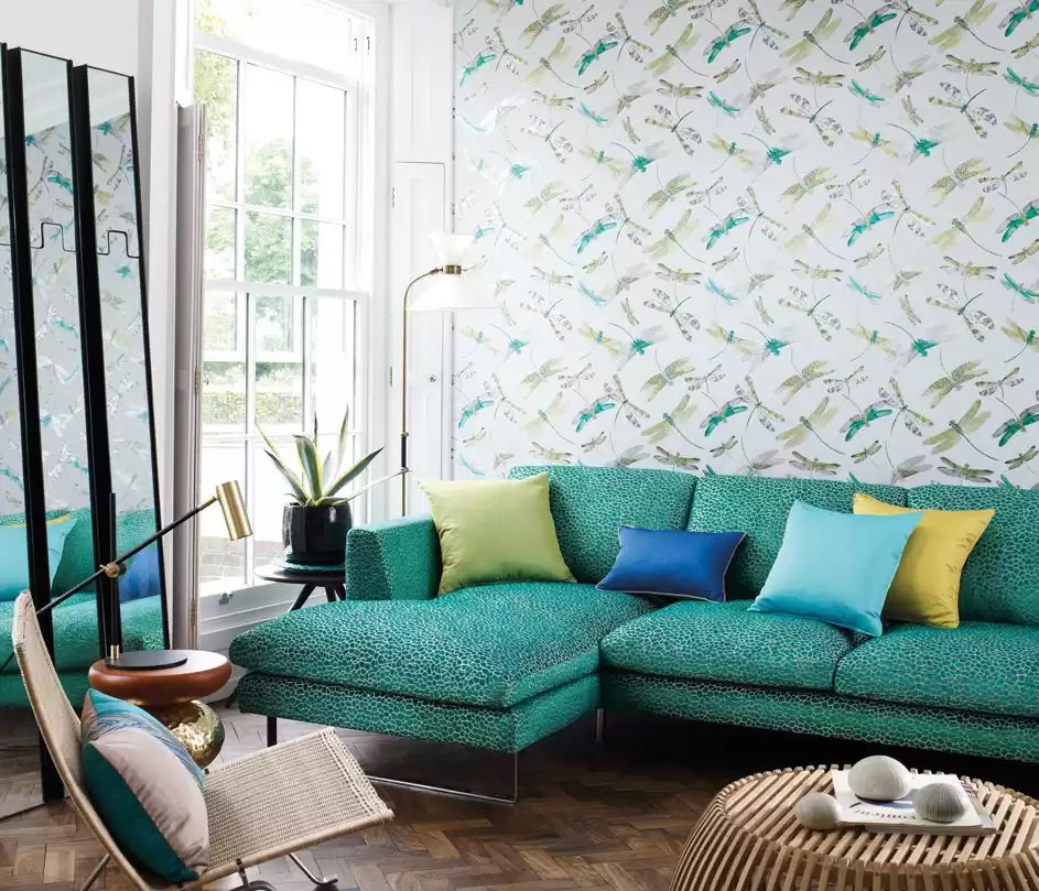 Samana Dragonfly Dance Jade/Denim - Matthew Williamson - W6650-03 Wallcovering