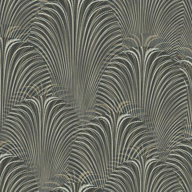 Deco Fountain Wallpaper - Black/White/Gold - York Wallcoverings - OL2768