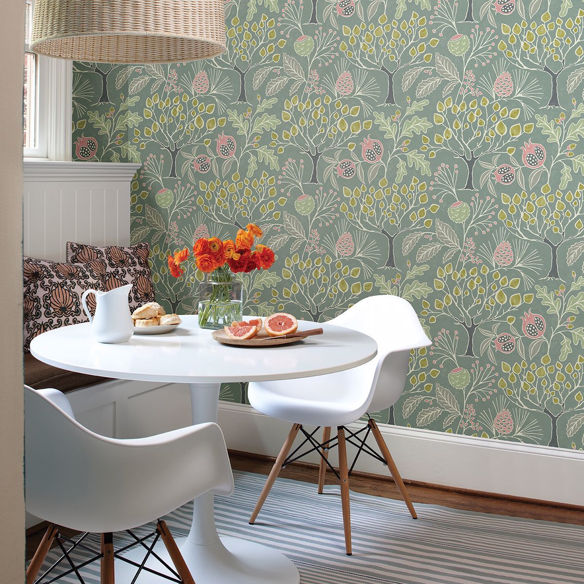 Shiloh Green Botanical Wallpaper - Brewster Wallcovering