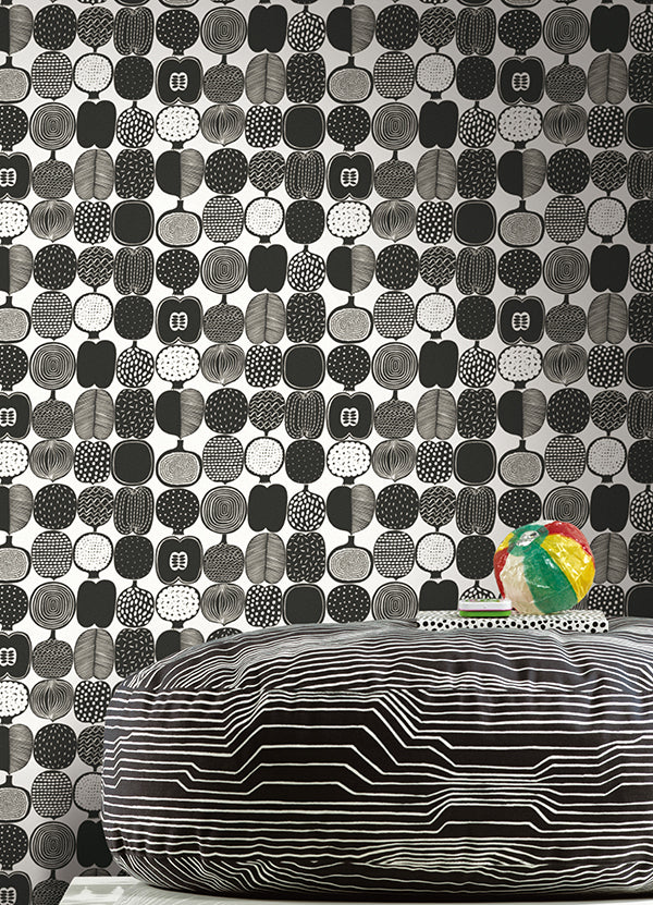 Black and White Kompotti Peel and Stick Wallpaper - Brewster Wallcovering