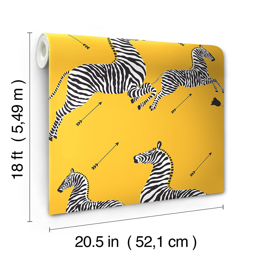 Sunbeam Zebra Safari Peel and Stick Wallpaper - Brewster Wallcovering