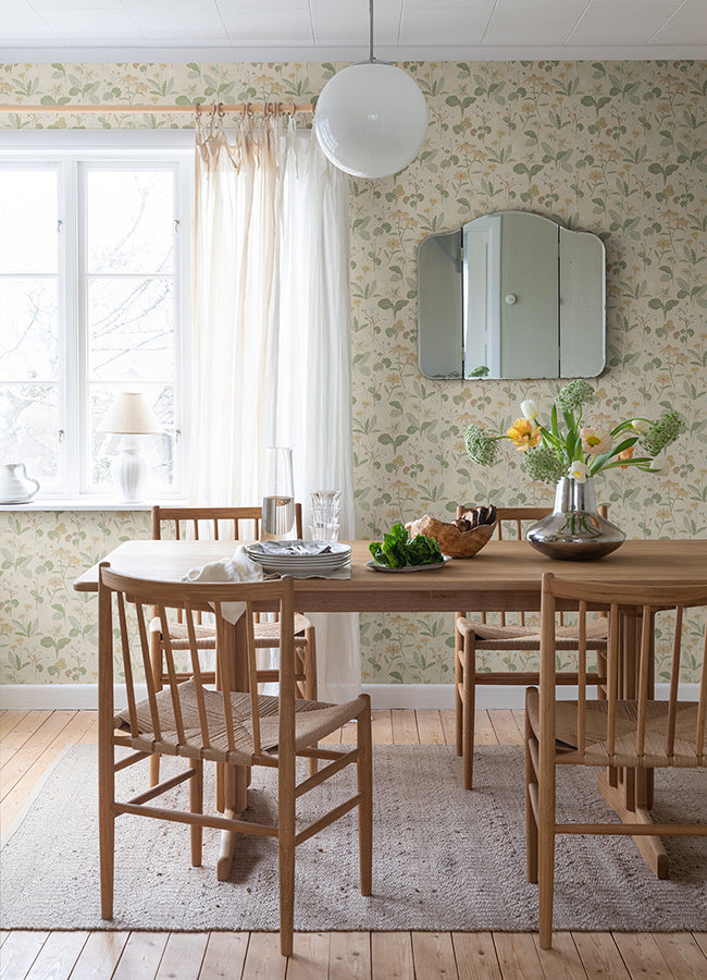 Magdalena Light Yellow Dandelion Wallpaper - Brewster Wallcovering